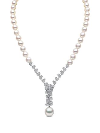 Yoko London 18K white gold Akoya pearl diamond necklace - women - Pearl/18kt White Gold/Diamond - One Size - Silver