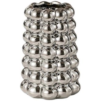 OEM Jarr&oacute;n Decorativo De Cer&aacute;mica Con Burbujas, Maceta Moderna Y &Uacute;nica Para Sala De Estar, Oficina O Recibidor, Color Plata-crezuo.-crezuo