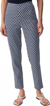 Joseph Ribkoff Geometric Print Slim Fit Pants In Blue/white