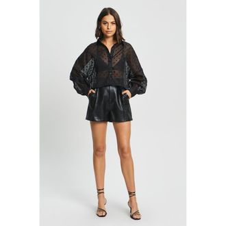 BWLDR Henderson Blouse in Black Spot at Nordstrom, Size 10