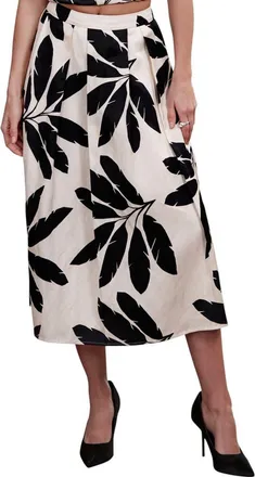 Mint Velvet Neutral Palm Print Midi Skirt at Nordstrom, Size 12