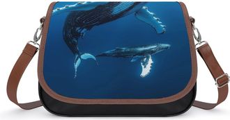 Generic Humpback Whale Crossbody Bags for Women Fashion Leather Shoulder Handbags With Adjustable Strap
