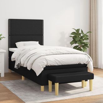 vidaXL Cama Box Spring Con Colch&oacute;n Tela Negro 80x200 Cm Vidaxl