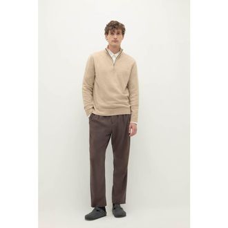 Naked Cashmere Phillip Cashmere Quarter-Zip in Flax at Nordstrom, Size Xx-Large