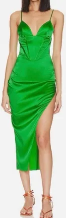 SER.O.YA Jamila Corset Dress In Kelly Green