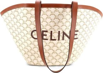 Celine Couffin Bag Triomphe Coated Canvas Medium tote bag - Beige