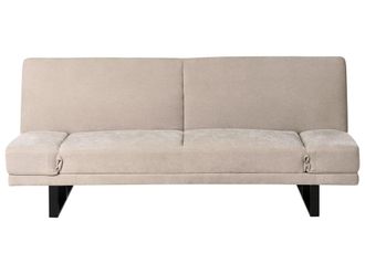 Beliani Divano Letto In Tessuto Beige Ciniglia Con Schienale Reclinabile E Struttura In Legno York
