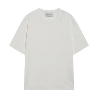 Ami T-Shirts, male, White, Size: L De Coeur Embossed Cotton T-Shirt