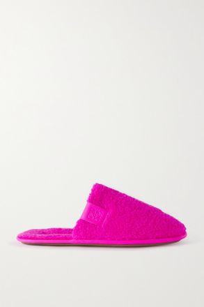 Loewe Neon Leather-trimmed Fleece Slippers - Rosa