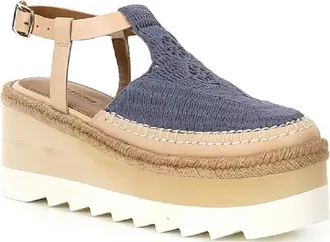 Free People Womens Morning Crochet Platform Wedge Espadrilles In Mykonos Blue