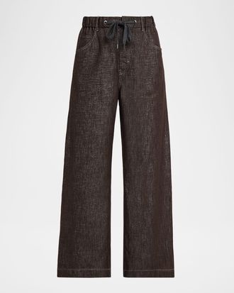 Brunello Cucinelli Sparkling Denim Straight-Leg Pants