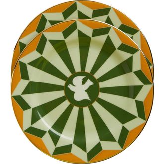 La DoubleJ Dessert Plates Set Of 2 Roman Dove Bosco Dark Green at Nordstrom