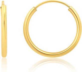 MAX + STONE 14k Yellow Gold 1.5mm Tube Flex Continuous Hoop Earrings 10MM-33MM