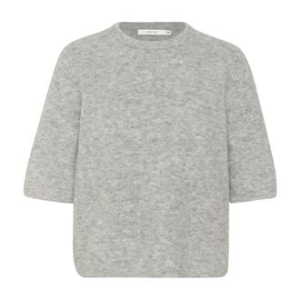Gestuz AlphaGZ Short Sleeve Tee - Light Grey - female - Gestuz - Round-neck Knitwear - Gray - 2XS - Knitwear