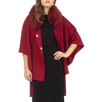 Gorski Wool Belted Cape in Wine at Nordstrom