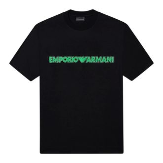 Emporio Armani T-Shirts, male, Black, Size: XL Lyocell Blend Jersey T-Shirt