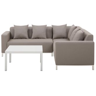 Beliani Conjunto De Jard&iacute;n De 6 Piezas Gris Pardo Con Marco De Aluminio Con Cojines Belize
