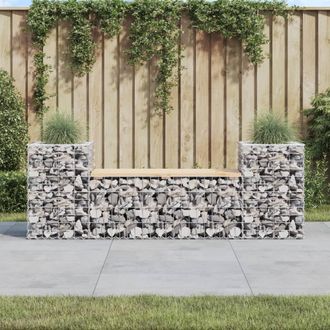 vidaXL Vidaxl - Banco Jard&iacute;n Dise&ntilde;o Gaviones Madera Maciza Pino 183x41x60,5 Cm