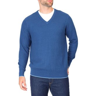 Tailorbyrd Waffle Knit V-Neck Sweater in Indigo Blue at Nordstrom Rack, Size Small