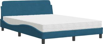 vidaXL Vidaxl - Cama Con Colch&oacute;n Terciopelo Azul 140x200 Cm