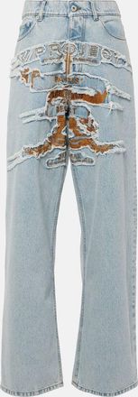 Y / Project Logo embroidered high-rise wide-leg jeans