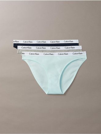 Calvin Klein Womens Carousel Cotton Stretch Rib 3-Pack Bikini - Multi - XL