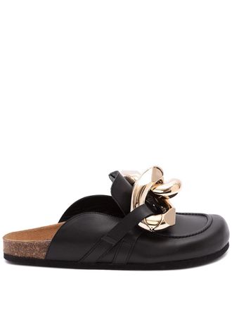 J.W.Anderson Chain loafer mules - men - Calf Leather/Goat Skin/Plastic/Rubber - 40 - Black