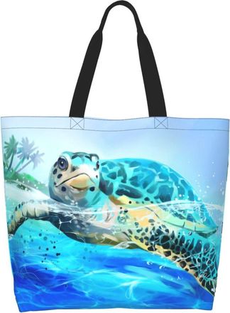 Generic Ocean Sea Turtle Tote Bag Large Capacity Handbag Foldable Shoulder Bags For Travel Yoga Camping