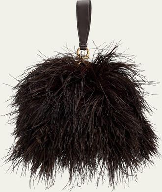 Ferragamo Feather Evening Clutch Bag