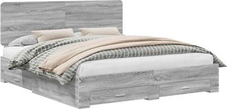vidaXL Estructura De Cama Con Cabecera Gris Sonoma 200 X 200 Cm Vidaxl