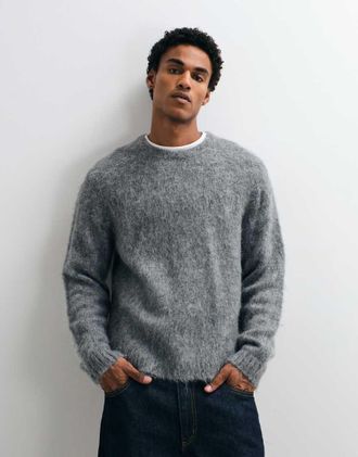 Asos maglione oversize lavorato a maglia in mohair grigio