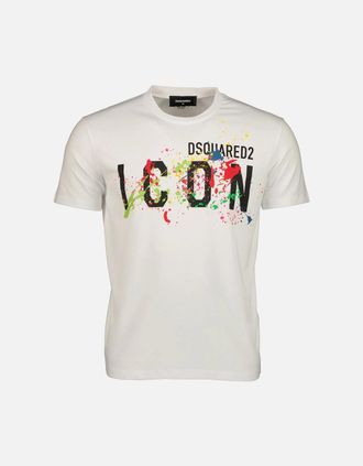 Dsquared2 Mens ICON Splash Cool T-Shirt - White - Size: 40