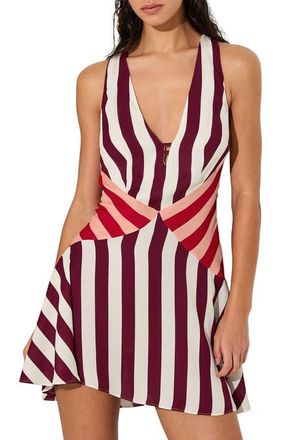 Reiss Esme Stripe Cover-Up Sundress in Burgundy/Off White at Nordstrom, Size 10 Us