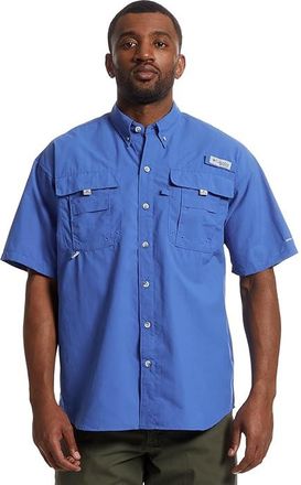 Columbia Bahamatm II Short Sleeve Shirt Mens Short Sleeve Button Up Vivid Blue 1 : 2XL, Mesh/Nylon/Polyester