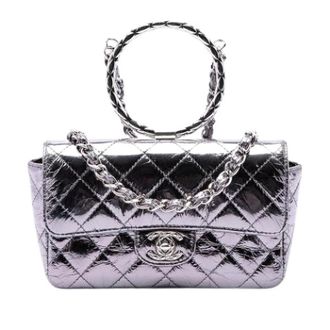Chanel Pre-owned Quilted Metallic Satchel - Dames - Vintage Handtas - Grijs - ONE Size - Leer - Vintage