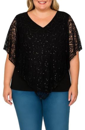 Standards & Practices Sequin Poncho Top in Black at Nordstrom, Size 1 X