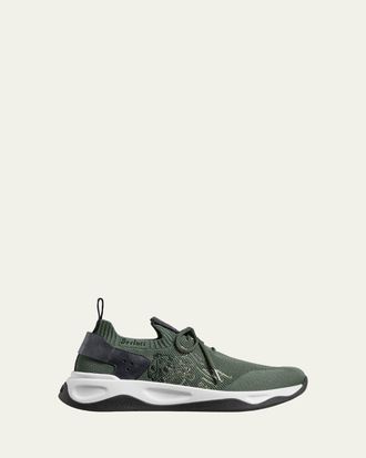 Berluti Mens Shadow Scritto Leather and Mesh Sneakers