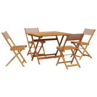 vidaXL Set De Comedor De Jard&iacute;n 5 Pzas Tela Madera Maciza Gris Taupe Vidaxl