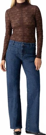 Sanctuary Textured Mock Neck Tee In Brown Sugar