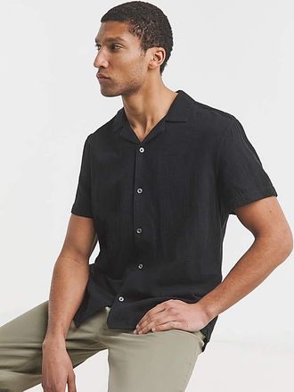 Jacamo Short Sleeve Revere Cheesecloth Shirt