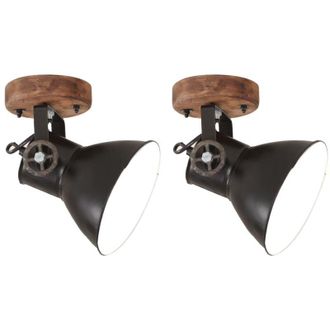 vidaXL Vidaxl - Lampade da Parete/Soffitto 2 pz Industriale Nere 20x25 cm E27
