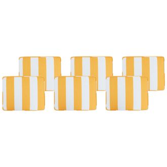 Beliani Conjunto De 6 Cojines Amarillo Naranja Blanco 31 X 39 Cm Asiento Cuerda Tolve