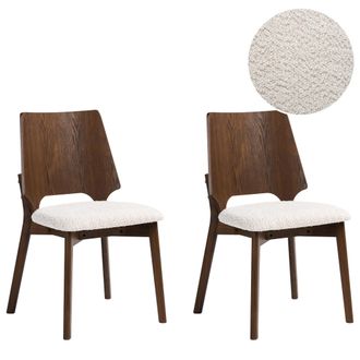 Beliani Conjunto De 2 Sillas De Comedor Estilo Retro Asiento Tapizado En Boucl&eacute; Marr&oacute;n Y Beige Claro Abee