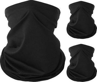 No Brand Mascarilla Deportiva El&aacute;stica Negra De 3 Piezas, Transpirable, De Seda Helada, De Secado R&aacute;pido Y Con Protecci&oacute;n Uv Para Motociclismo, Ciclismo, Esqu&iacute;