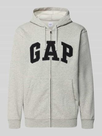 GAP Sweatjacke mit Logo und K&auml;nguru-Tasche in Hellgrau Melange, Gr&ouml;&szlig;e XXL