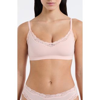 Etam Lace Trim Bralette in Powder Pink at Nordstrom, Size X-Small