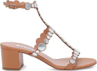 Aquazzura Sandali in pelle con borchie - Marrone