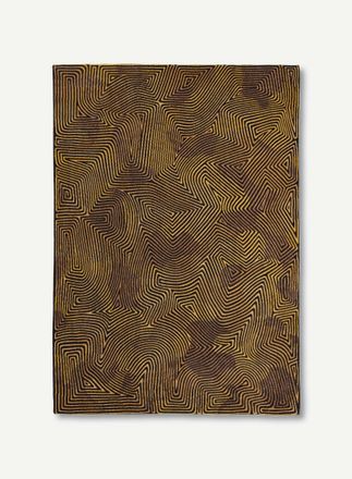 Louis De Poortere Coral Design - Alfombra Estructurada Para Meditaci&oacute;n - Hecha En B&eacute;lgica - Acabado A Mano - Antideslizante Natural - 100% Poli&eacute;ster - Oro Negro - 140 X