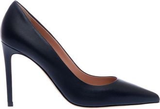 Ninalilou Nachtblauwe Leren Decolte Hakken - Dames - Pumps - Blauw - 38 1/2 EU - Leer - Schoenen