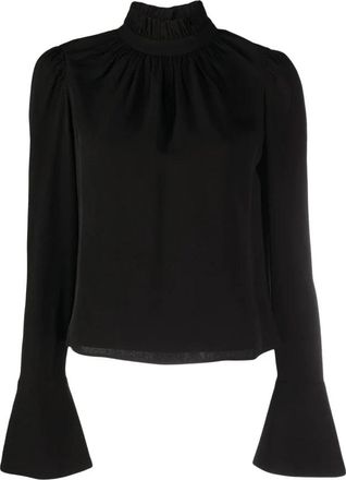 Paco Rabanne Ruched Top met Lange Mouwen - Dames - Blouses - Zwart - XS - Overhemden